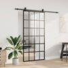 Sliding Door with Hardware Set Black 102x205 cm ESG Glass