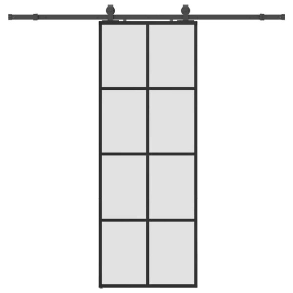 Sliding Door with Hardware Set Black 76x205 cm ESG Glass