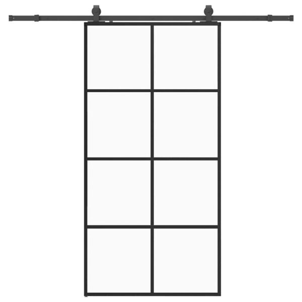 Sliding Door with Hardware Set Black 102.5x205 cm ESG Glass