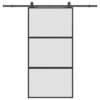 Sliding Door with Hardware Set Black 102.5x205 cm Tempered Glass