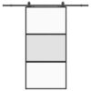 Sliding Door with Hardware Set Black 102.5x205 cm Tempered Glass