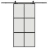 Sliding Door with Hardware Set Black 102.5x205 cm Tempered Glass