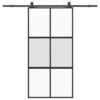 Sliding Door with Hardware Set Black 102.5x205 cm Tempered Glass