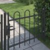 Fence Gate with Lock Grey 103 x 124.5 cm Powder-Coated Steel