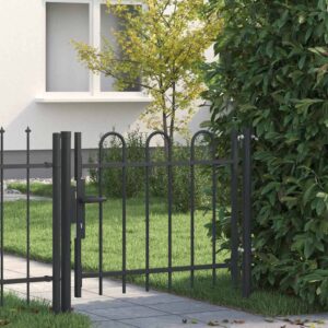 Fence Gate with Lock Grey 103 x 124.5 cm Powder-Coated Steel