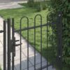 Fence Gate with Lock Grey 103 x 150 cm Powder-Coated Steel