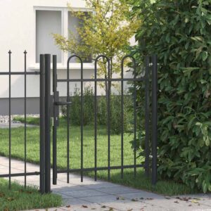 Fence Gate with Lock Grey 103 x 150 cm Powder-Coated Steel