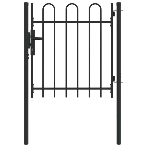 Fence Gate with Lock Grey 103 x 150 cm Powder-Coated Steel