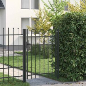 Fence Gate with Lock Grey 103 x 175 cm Powder-Coated Steel