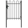 Fence Gate with Lock Grey 103 x 175 cm Powder-Coated Steel