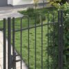 Fence Gate with Lock Grey 103 x 225 cm Powder-Coated Steel