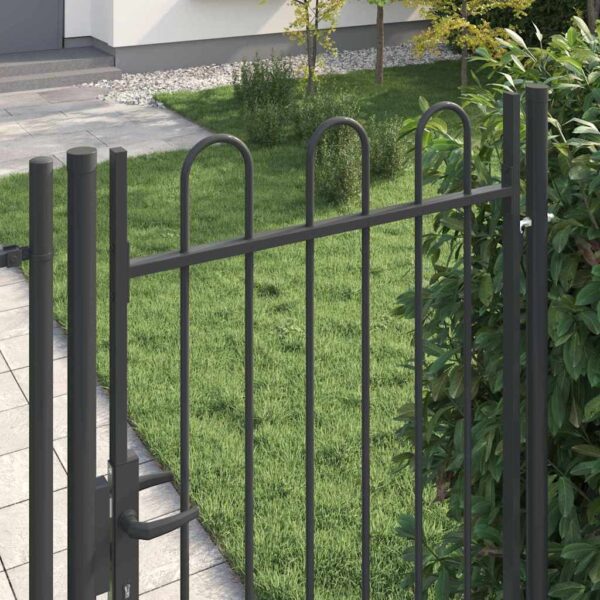 Fence Gate with Lock Grey 103 x 225 cm Powder-Coated Steel