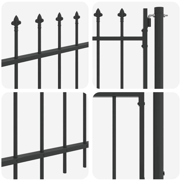 Fence Gate with Lock Grey 103 x 124.5 cm Powder-Coated Steel