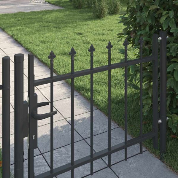 Fence Gate with Lock Grey 103 x 124.5 cm Powder-Coated Steel