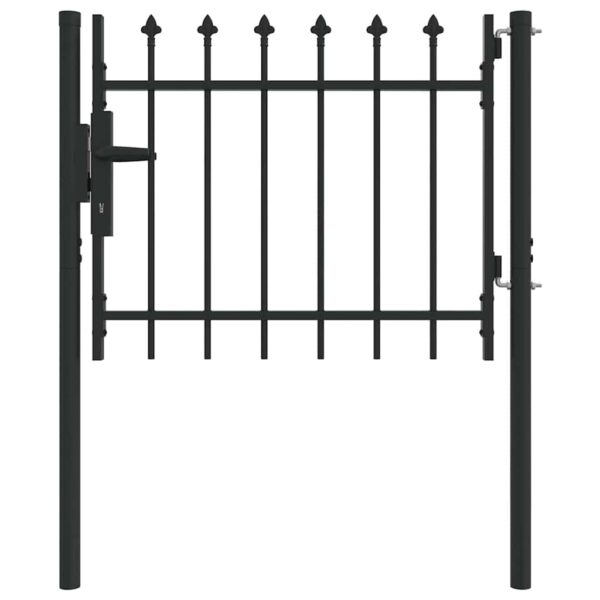 Fence Gate with Lock Grey 103 x 124.5 cm Powder-Coated Steel