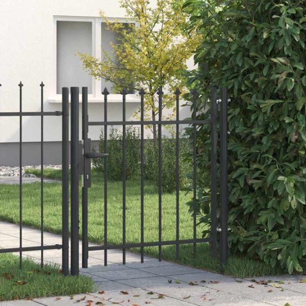 Fence Gate with Lock Grey 103 x 150 cm Powder-Coated Steel