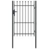 Fence Gate with Lock Grey 103 x 200 cm Powder-Coated Steel