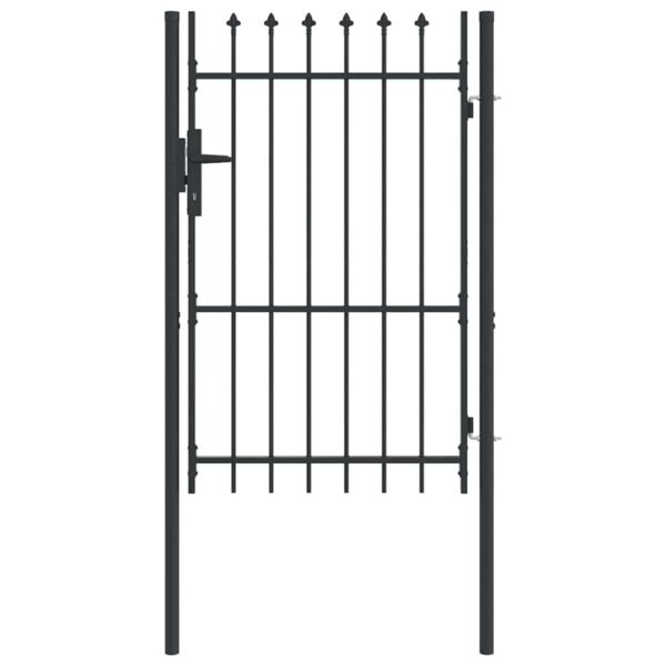 Fence Gate with Lock Grey 103 x 200 cm Powder-Coated Steel
