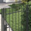 Fence Gate with Lock Grey 103 x 225 cm Powder-Coated Steel