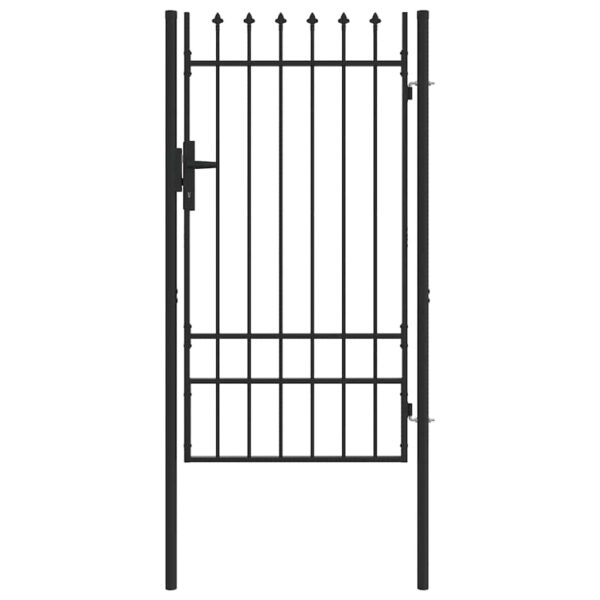 Fence Gate with Lock Grey 103 x 225 cm Powder-Coated Steel