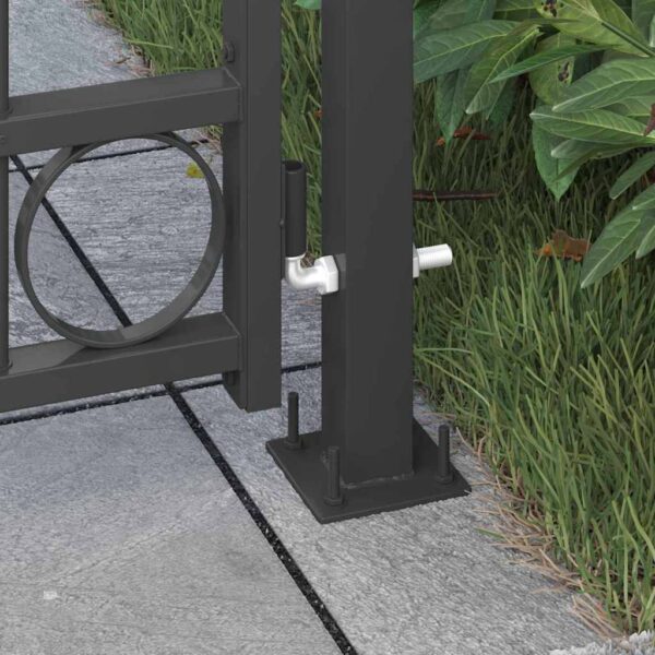 Fence Post with Lock Grey 200 x 88 x 14 cm Steel