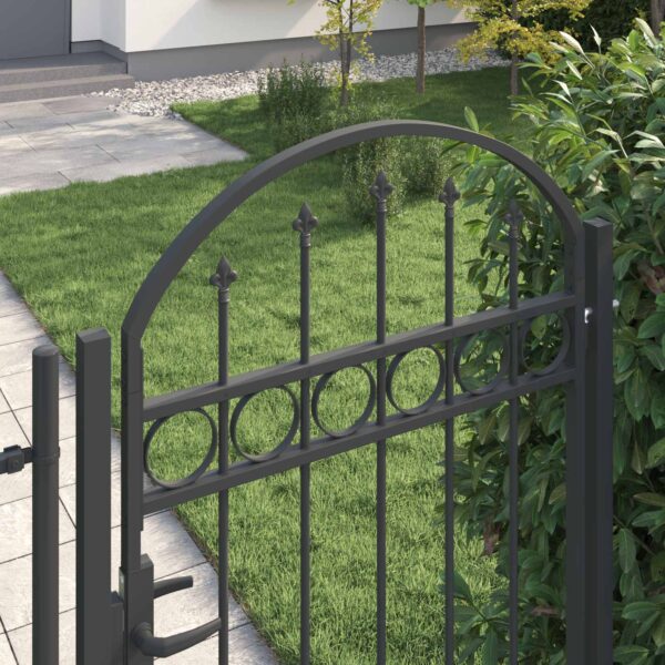 Fence Gate with Lock Grey 100 x 175 cm Powder-Coated Steel