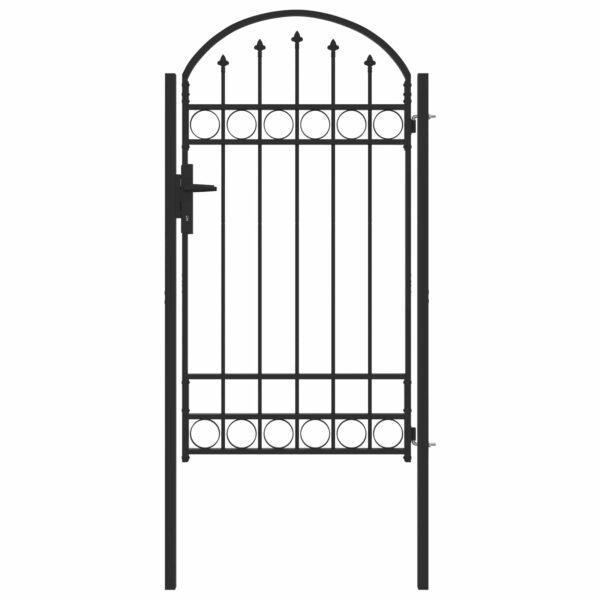 Fence Gate with Lock Grey 100 x 175 cm Powder-Coated Steel