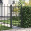 Fence Gate with Lock Grey 100 x 195 cm Powder-Coated Steel