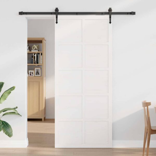 Barn Door White 80 x 2.5 x 208 cm Solid Pine Wood