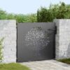 Garden Gate with Lock Black 85 x 100 cm Powder-coated steel