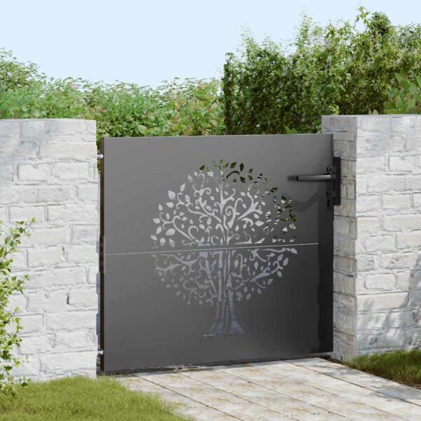 Garden Gate with Lock Black 85 x 100 cm Powder-coated steel