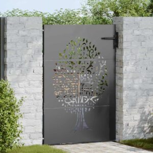 Garden Gate with Lock Black 85 x 125 cm Powder-coated steel
