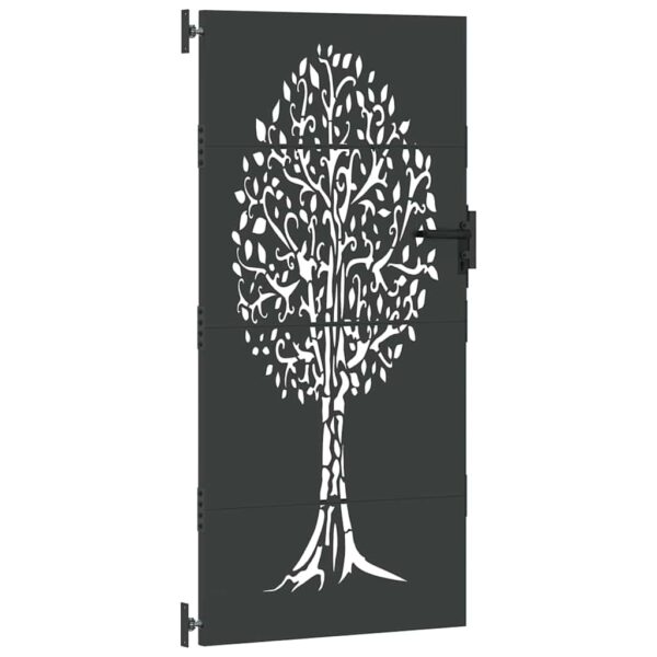 Garden Gate with Lock Black 85 x 175 cm Powder-coated steel