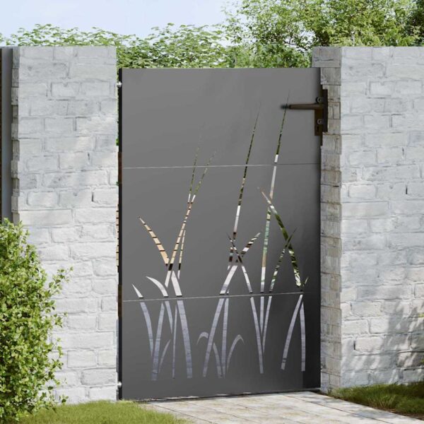 Garden Gate with Lock Black 85 x 150 cm Powder-coated steel