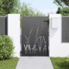 Garden Gate with Lock Black 85 x 150 cm Powder-coated steel