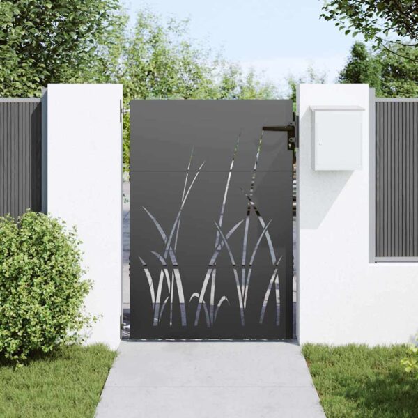 Garden Gate with Lock Black 85 x 150 cm Powder-coated steel