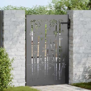 Garden Gate with Lock Black 85 x 125 cm Powder-coated steel