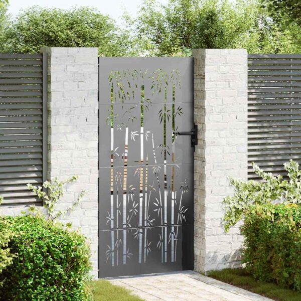 Garden Gate with Lock Black 85 x 200 cm Powder-coated steel