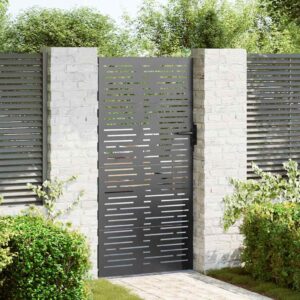 Garden Gate with Lock Black 85 x 175 cm Powder-coated steel