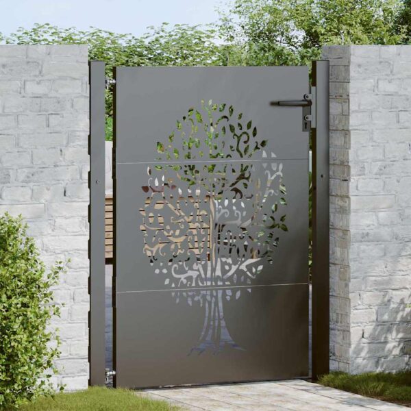 Garden Gate with Lock Black 100 x 150 cm Powder-coated steel