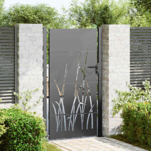 Garden Gate with Lock Black 100 x 175 cm Powder-coated steel