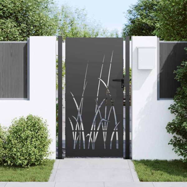 Garden Gate with Lock Black 100 x 175 cm Powder-coated steel