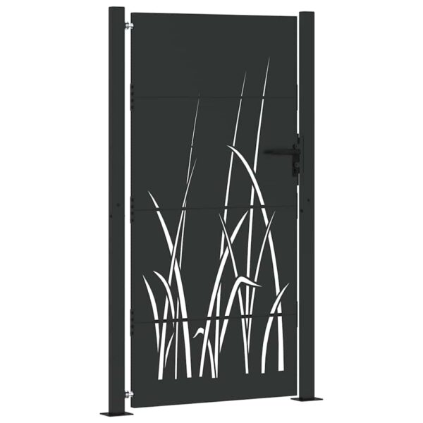 Garden Gate with Lock Black 100 x 175 cm Powder-coated steel