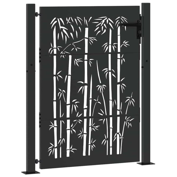 Garden Gate with Lock Black 100 x 150 cm Powder-Coated Steel