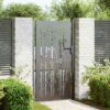 Garden Gate with Lock Black 100 x 200 cm Powder-Coated Steel