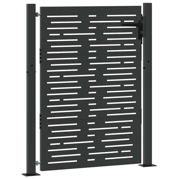 8721288860750_wbg-an_en_hd_1.jpg Garden Gate with Lock Black 100 x 150 cm Powder-Coated Steel