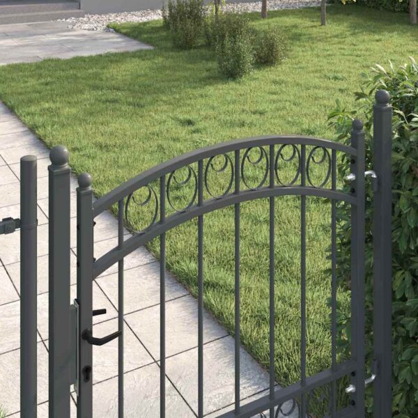Fence Gate with Lock Grey 100 x 100 cm Powder-coated steel