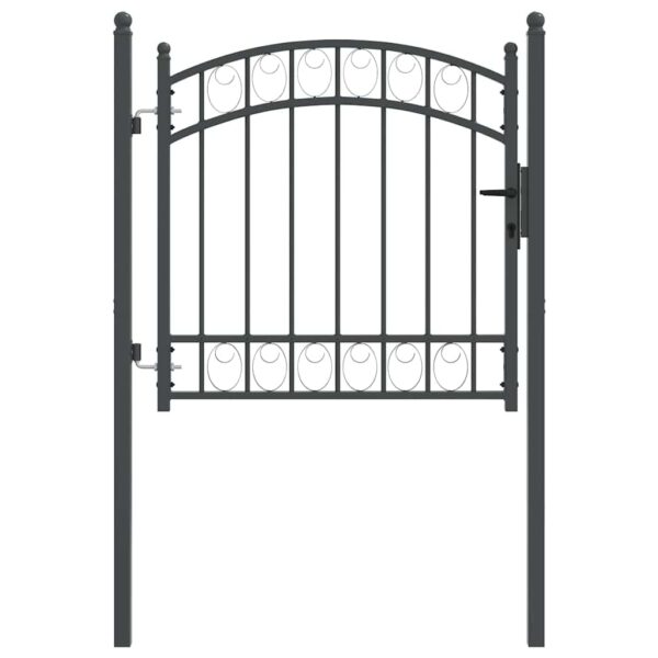 Fence Gate with Lock Grey 100 x 100 cm Powder-coated steel