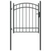 Fence Gate with Lock Grey 125 x 100 cm Powder-coated steel