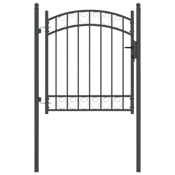 Fence Gate with Lock Grey 125 x 100 cm Powder-coated steel